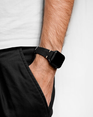 Bracelet en cuir Hirsch Serro L 05564050-2, noir, daim, Limited Edition, longueur L, Quick Release