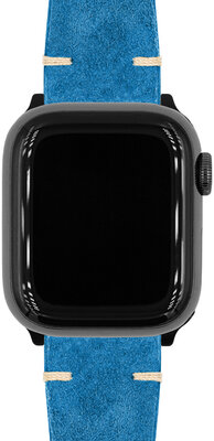 Bracelet en cuir Hirsch Serro L 05564080-2, bleu, cuir d'antilope, édition limitée