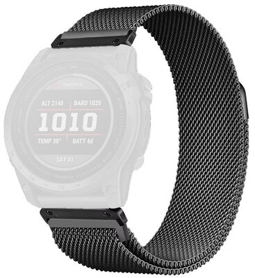 Bracelet en acier Ricardo 20mm (pro Garmin Fenix 8/7S/6S (43mm), aj.), noir, QuickFit