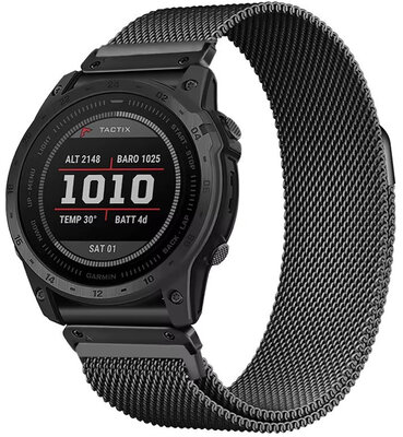 Bracelet en acier Ricardo 22mm (pro Garmin Fenix 8/7/6 (47mm), Epix 2 aj.), noir, QuickFit