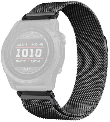 Bracelet en acier Ricardo 26mm (pro Garmin Fenix 8/7X/6X (51mm), Tactix aj.), noir, QuickFit