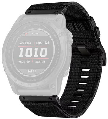 Bracelet en textile Ricardo 22mm (pro Garmin Fenix 8/7/6 (47mm), Epix 2 aj.), noir, QuickFit