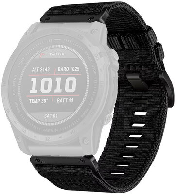 Bracelet en textile Ricardo 26mm (pro Garmin Fenix 8/7X/6X (51mm), Tactix aj.), noir, QuickFit