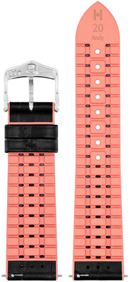 bracelet en cuir Hirsch Andy M 0922328150-2, noir, veau/caoutchouc naturel, longueur M, Quick Release