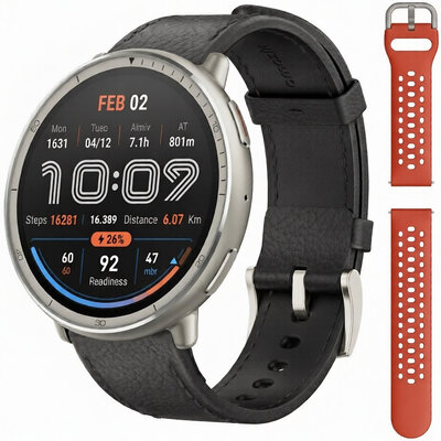 Amazfit Active 2 Premium (Round) Black Leather (+bracelet de rechange)