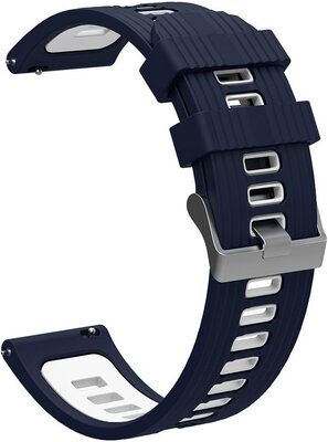 Ricardo Silicone Strap 22mm (pour Garmin Venu, Forerunner 255, Vívoactive 4, etc.), bleu et blanc V1, Quick Release