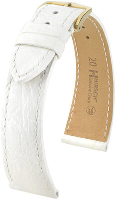 Bracelet en cuir Hirsch Genuine Croco 18900800-7, blanc, peau de crocodile, Quick Release