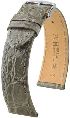 Bracelet en cuir Hirsch Genuine Croco 18900830-2, gris, peau de crocodile, Quick Release