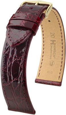 Bracelet en cuir Hirsch Genuine Croco 18900860-7, rouge, peau de crocodile, Quick Release