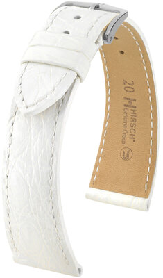 Hirsch Genuine Croco Leather Strap L 18920800-2, blanc, cuir de crocodile, longueur L, Quick Release