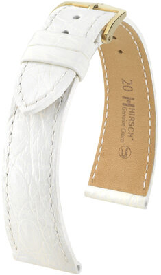Hirsch Genuine Croco Leather Strap L 18920800-7, blanc, cuir de crocodile, longueur L, Quick Release