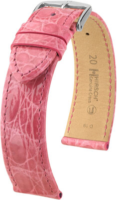 Hirsch Genuine Croco Leather Strap L 18920825-2, rose, cuir de crocodile, longueur L, Quick Release