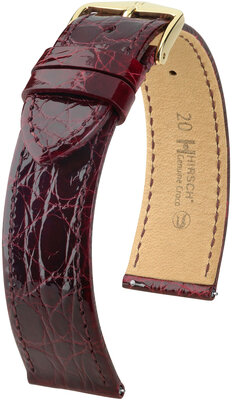 Courroie en cuir Hirsch Genuine Croco L 18920860-7, rouge, cuir de crocodile, longueur L, Quick Release
