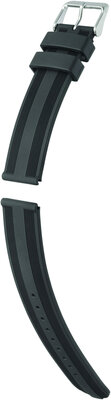 Bracelet en silicone Hirsch Silverstone L 40518850-2, noir, longueur L