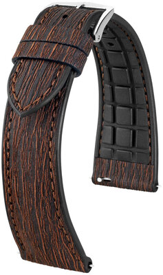 Bracelet en simili-cuir Hirsch Bark 0935045115-2, brun, Quick Release