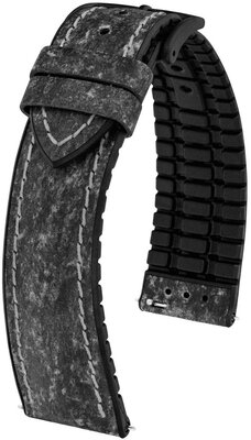Bracelet en simili-cuir Hirsch Stone 0925044150-5, noir, Quick Release