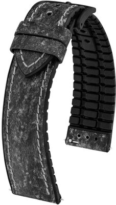 Courroie en cuir Hirsch Stone L 0925044050-5, noir, longueur L, Quick Release