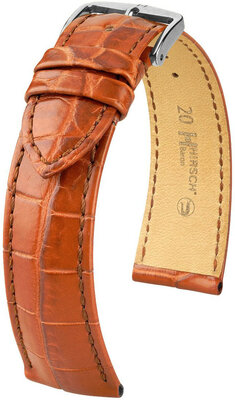 Bracelet en cuir Hirsch Baron L 08404079-2, orange, cuir de crocodile, longueur L