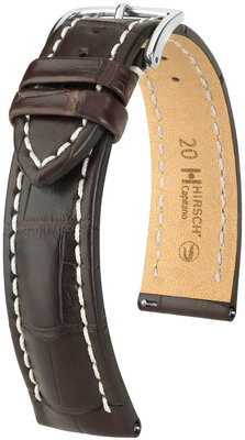 Bracelet en cuir Hirsch Capitano L 04807019-2, brun, cuir d'alligator, longueur L, Quick Release