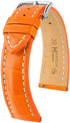Bracelet en cuir Hirsch Capitano L 04807076-2, orange, cuir d'alligator, longueur L, Quick Release