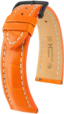 Bracelet en cuir Hirsch Capitano L 04807076-5, orange, cuir d'alligator, longueur L, Quick Release