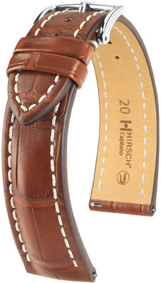 Bracelet en cuir Hirsch Capitano L 04807079-2, orange, cuir d'alligator, longueur L, Quick Release
