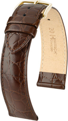 Bracelet en cuir Hirsch Crocograin 12302810NQ-1, brun, veau