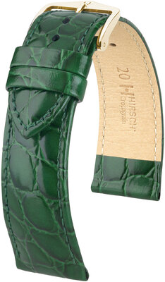 Bracelet en cuir Hirsch Crocograin 12302840NQ-1, vert, veau