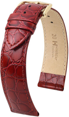 Bracelet en cuir Hirsch Crocograin 12302860NQ-1, rouge, veau