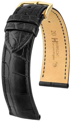 Bracelet en cuir Hirsch Genuine Alligator 10200759NQ-1, noir, peau d'alligator