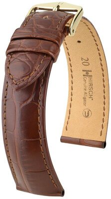 Bracelet en cuir Hirsch Genuine Alligator L 10220719NQ-1, marron, cuir d'alligator, longueur L