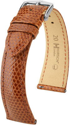 Bracelet en cuir Hirsch London 04366170-2, brun, peau de lézard, Quick Release