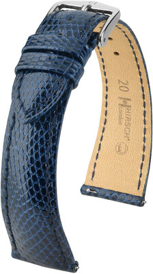 Bracelet en cuir Hirsch London 04366180-2, bleu, peau de lézard, Quick Release