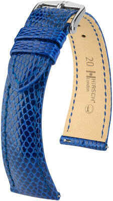 Bracelet en cuir Hirsch London 04366185-2, bleu, peau de lézard, Quick Release