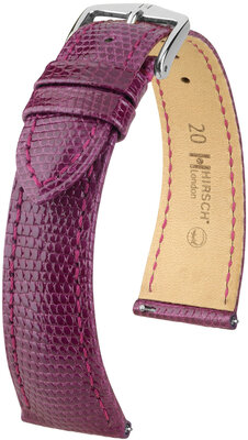 Bracelet en cuir Hirsch London 04366187-2, violet, peau de lézard, Quick Release