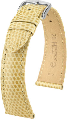 Bracelet en cuir Hirsch London 04366190-2, beige, peau de lézard, Quick Release