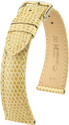Bracelet en cuir Hirsch London 04366190-7, beige, peau de lézard, Quick Release