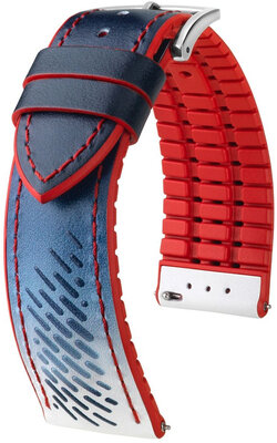 Courroie en cuir Hirsch Soccer L 0922002080-2, bleu, cuir de veau, longueur L, Quick Release