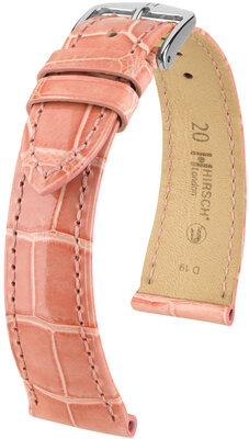 Bracelet en cuir Hirsch London 04307123-2, rose, peau d'alligator, Quick Release