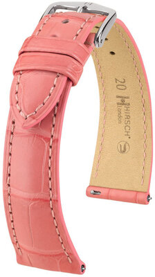 Bracelet en cuir Hirsch London 04307125-2, rose, peau d'alligator, Quick Release