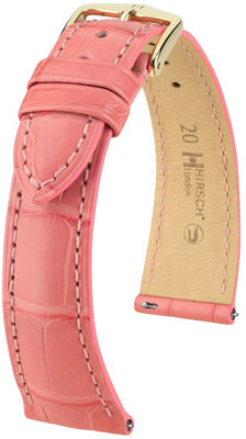 Bracelet en cuir Hirsch London 04307125-7, rose, peau d'alligator, Quick Release
