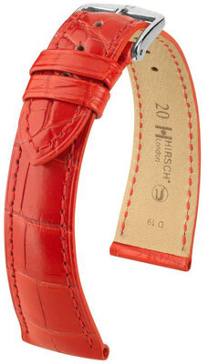 Bracelet en cuir Hirsch London 04307129-2, rouge, peau d'alligator, Quick Release