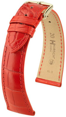 Bracelet en cuir Hirsch London 04307129-7, rouge, peau d'alligator, Quick Release