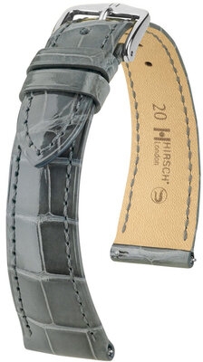 Bracelet en cuir Hirsch London 04307130-2, gris, peau d'alligator, Quick Release