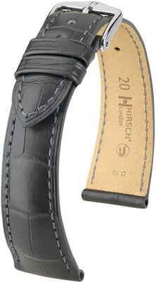Bracelet en cuir Hirsch London 04307139-2, gris, peau d'alligator, Quick Release