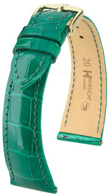 Bracelet en cuir Hirsch London 04307140-7, vert, peau d'alligator, Quick Release