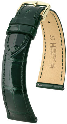 Bracelet en cuir Hirsch London 04307141-7, vert, peau d'alligator, Quick Release