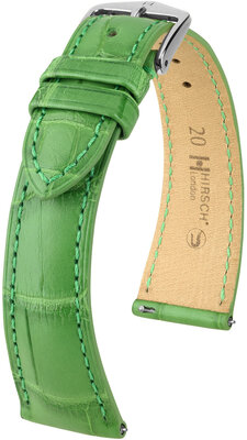 Bracelet en cuir Hirsch London 04307142-2, vert, peau d'alligator, Quick Release