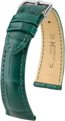 Bracelet en cuir Hirsch London 04307149-2, vert, peau d'alligator, Quick Release