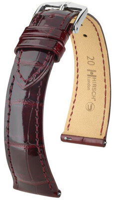 Bracelet en cuir Hirsch London 04307160-2, rouge, peau d'alligator, Quick Release